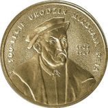 Монета Польши 2 Злотых, "500-летие со дня рождения Миколая Рея" AU, 2005