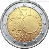 Монета Бельгии 2 Евро "100 лет Королевскому метеорологическому институту Бельгии" AU, 2013 год
