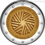 Монета Латвии 2 Евро 2015 год "Председательство Латвии в Совете ЕС", AU
