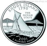 Монета 25 центов США "Род-Айленд", AU, 2001, Р