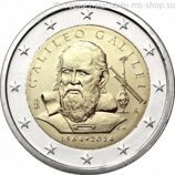 Монета Италии 2 Евро, "450 лет со дня рождения Галилео Галилея", AU, 2014
