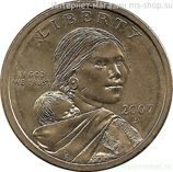 Монета США 1 доллар "Парящий орёл", AU, D, 2007