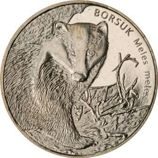 Монета Польши 2 Злотых, "Барсук" AU, 2011