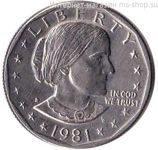 Монета США 1 доллар "Сьюзен Энтони" монетный двор D, AU, год 1981