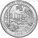 Монета США 25 центов "38-ой национальные водные пути Озарк, Миссури", S, AU, 2017