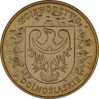 Монета Польши 2 Злотых, "Нижнесилезское воеводство" AU, 2004