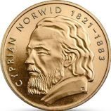 Монета Польши 2 Злотых, "Киприан Норвид" AU, 2013