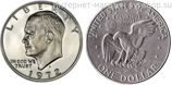 Монета США 1 доллар "Портрет Дуайта Эйзенхауэра. Лунный доллар", двор D, VF, 1972