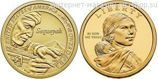 Монета США 1 доллар "Секвойя, изобретатель слоговой азбуки народа чероки", AU, P, 2017