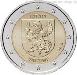 Монета Латвии 2 Евро 2016 год "Видземе. Исторические области Латвии", AU
