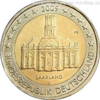 Монета 2 Евро Германии  "Федеральная земля Саар" AU, 2009 год