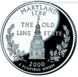 Монета 25 центов США "Мэриленд", AU, 2000, Р