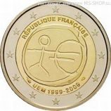 Монета Франции 2 Евро "10 лет экономическому и валютному Союзу 1999-2009", AU, 2009 года