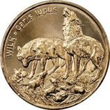 Монета Польши 2 Злотых, "Волк" AU, 1999