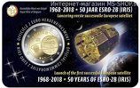 Монета Бельгии 2 евро "50 лет запуску спутника ESRO-2B" (в открытке), AU, 2018