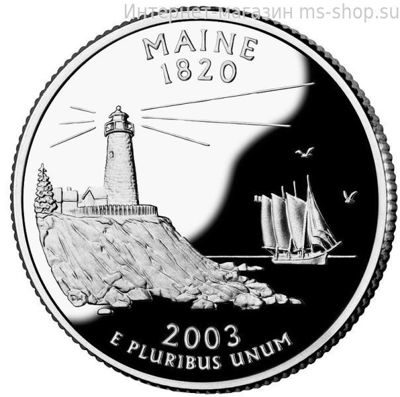Монета 25 центов США "Мэн", AU, 2003, D