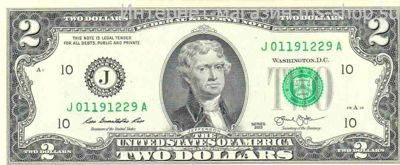 Банкнота США 2 доллара, 2013, AU