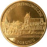Монета Польши 2 Злотых, "Средневековый город Торунь" AU, 2007