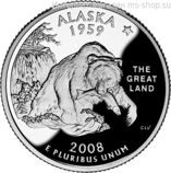 Монета 25 центов США "Аляска", AU, 2008, P