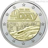 Монета Франции 2 Евро, "70-летие высадки в Нормандии", AU, 2014