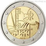 Монета 2 Евро Италии "200 лет со дня рождения Луи Брайля" AU, 2009 год