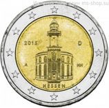 Монета Германии 2 Евро 2015 год "Гессен - церковь Святого Павла во Франкфурт-на-Майне. Федеральные земли Германии", AU