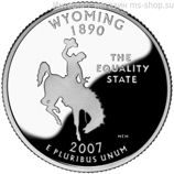 Монета 25 центов США "Вайоминг", AU, 2007, Р