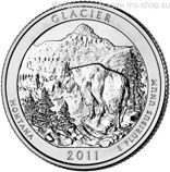 Монета США 25 центов "7-ой национальный парк Глейшер, Монтана", P, AU, 2011