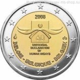 Монета Бельгии 2 Евро "60-летие принятия Всеобщей декларации прав человека" AU, 2008 год