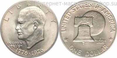 Монета США 1 доллар "Колокол. 200 лет независимости", VF, 1976