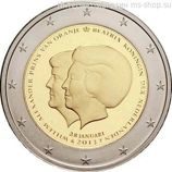 Монета 2 Евро Нидерланды "Объявление королевы Беатрикс о смене трона принцем Виллемом-Александром" AU, 2013 год