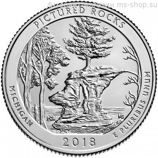 Монета США 25 центов "41-ый национальные озёрные побережья живописных камней, Мичиган", D, AU, 2018