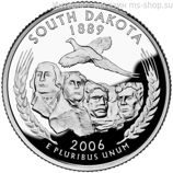 Монета 25 центов США "Южная Дакота", AU, 2006, Р