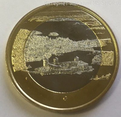 Монета Финляндии 5 евро "Крепость Олавинлинна", AU, 2018