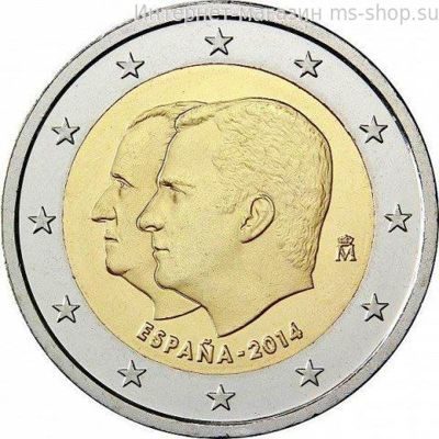 Монета Испании 2 Евро, "Провозглашение Филиппа VI королём Испании", AU, 2014
