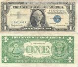 Банкнота США 1 доллар B, 1957, F