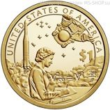 Монета США 1 доллар "Инженер Мэри Голда Росс и космонавт Джон Херрингтон", двор D, 2019
