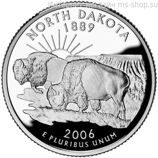 Монета 25 центов США "Северная Дакота", AU, 2006, Р