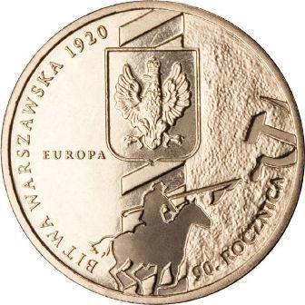Монета Польши 2 Злотых, "90-я годовщина Варшавского сражения" AU, 2010
