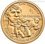 Монета США 1 доллар "Джим Торп, двукратный олимпийский чемпион индейского происхождения", AU, D, 2018