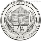 Монета США 25 центов "26-ой национальный монумент Гомстед, Небраска", D, AU,2015
