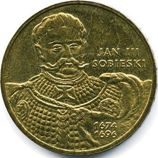 Монета Польши 2 Злотых, "Ян III Собеский" AU, 2001