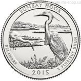 Монета США 25 центов "29-ый национальное убежище дикой природы Бомбей-Хук, Делавэр", D, AU, 2015