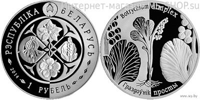 Монета Беларуси 1 рубль "Гроздовник простой", AU, 2014