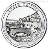 Монета США 25 центов "12-ый национальный исторический парк Чако, Нью-Мексико", P, AU, 2012