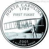 Монета 25 центов США "Северная Каролина", AU, 2001, Р