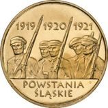 Монета Польши 2 Злотых, "Силезские восстания" AU, 2011