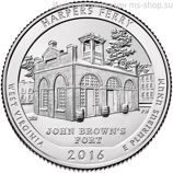 Монета США 25 центов "33-ий национальный исторический парк Харперс-Ферри, Западная Виргиния", S, AU, 2016