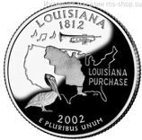 Монета 25 центов США "Луизиана", AU, 2002, Р