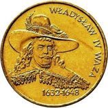 Монета Польши 2 Злотых, "Владислав IV Ваза" AU, 1999